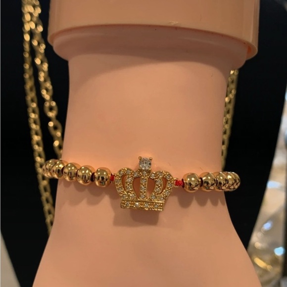 Gold Crown Bracelet with Red Accents - Picture 2 of 4